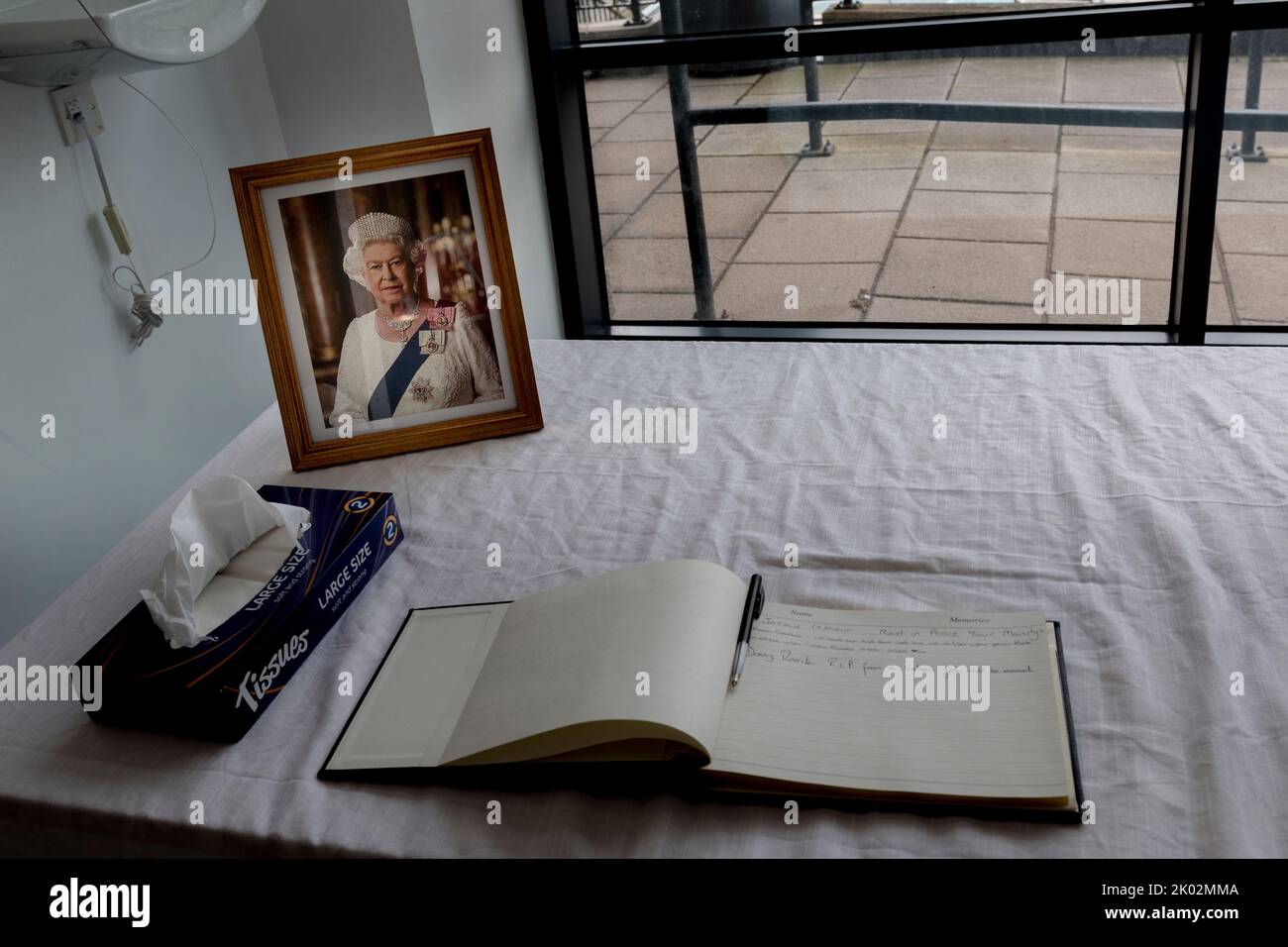 Paisley Renfrewshire council flags at halfmast Queen Elizabeth`s